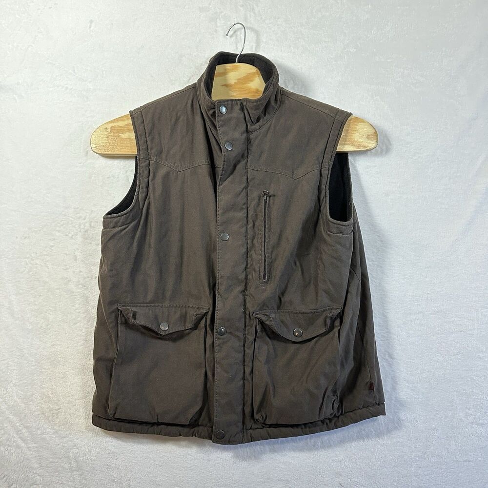 Woolrich Vest Fleece Lined Men’s Large Brown Workwear Full Zip Snap Buttons